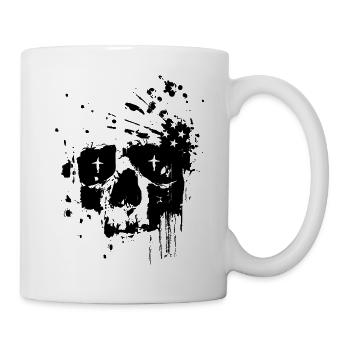 Crâne noir dévasté Tête de mort - Mug blanc - blanc - Droite