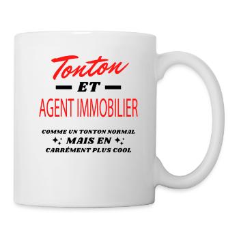 Tonton et AGENT IMMOBILIER - Mug blanc - blanc - Droite