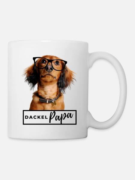Dackel Papa - Dackel mit Brille - Tasse - Weiß