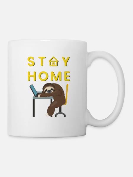 Müdes Faultier im Homeoffice - Tasse - Weiß