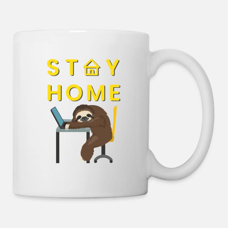 Paresseux fatigué au Homeoffice - Mug blanc - blanc
