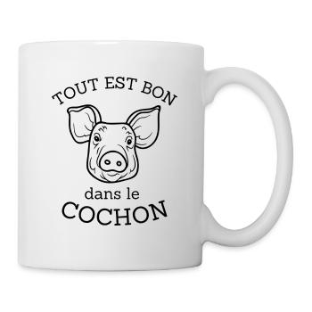 T-shirt tout est bon dans le cochon cadeau - Mug blanc - blanc - Droite
