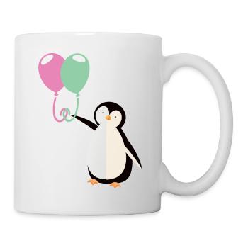 Süßer Pinguin mit Luftballon - Tasse - Weiß - Rechts