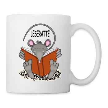 Leseratte - Tasse - Weiß - Rechts