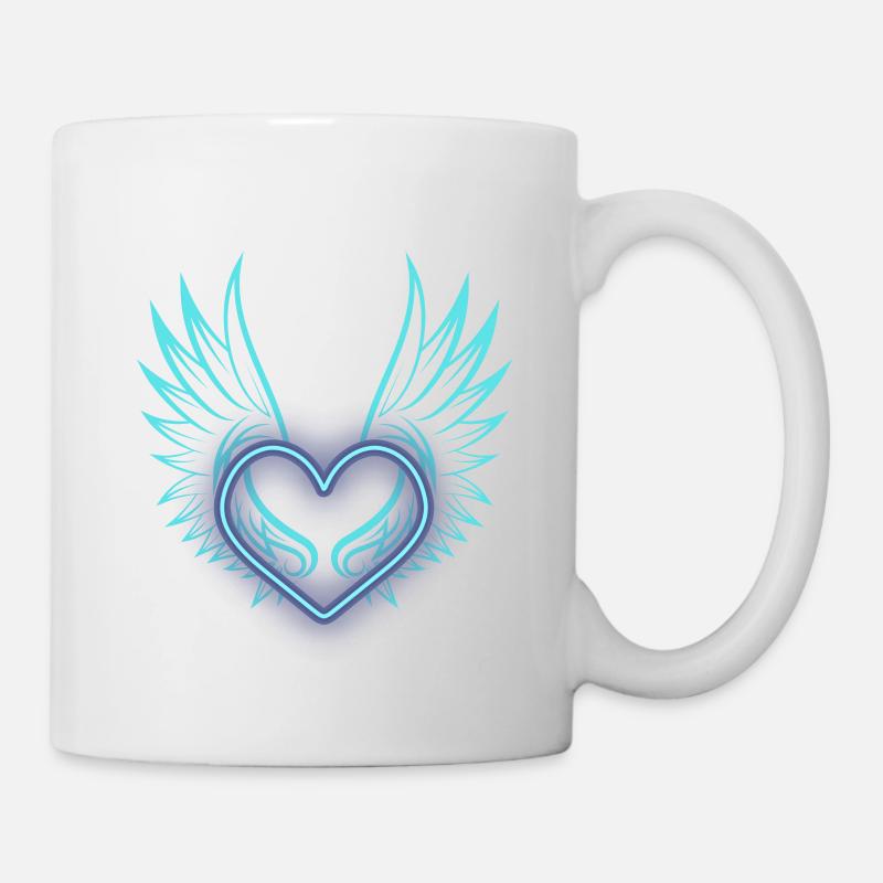 Coeur de Néon avec ailes design - Mug blanc - blanc