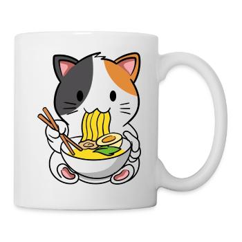 Katze Ramen Nudelsuppe - Tasse - Weiß - Rechts