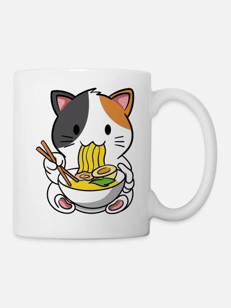 Katze Ramen Nudelsuppe - Tasse - Weiß