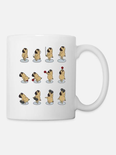 la bouffe fait du sport avec Dumbbell, Kettlebell - Mug blanc - blanc