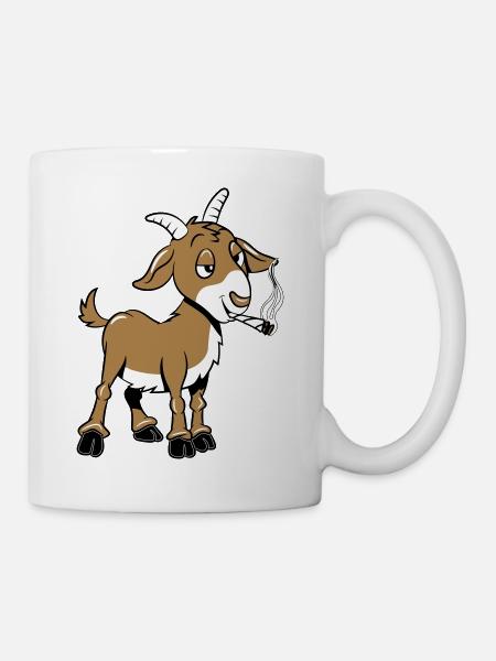 Ziege kiffen joint - Tasse - Weiß