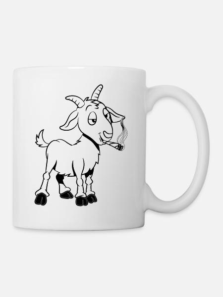 Ziege kiffen joint - Tasse - Weiß