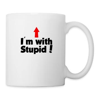 Je suis avec Stupid Up Arrow Pointage - Mug blanc - blanc - Droite