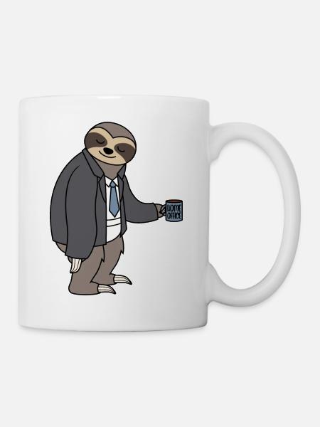 Sloth Homeoffice Homeofficer Underpants Coffee - Mug - white