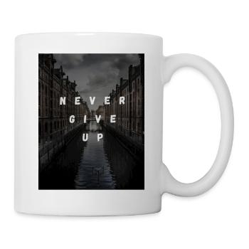 Never give up - Tasse - Weiß - Rechts