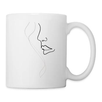 Illustrierte Zeichnung Frau Profil - Tasse - Weiß - Rechts