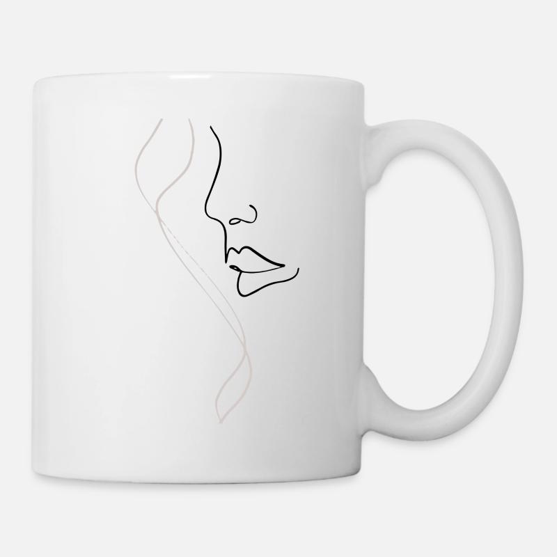 Dessin illustré Profil de femme - Mug blanc - blanc