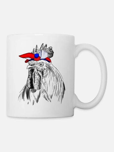 Coq avec bandage du drapeau français - Mug blanc - blanc
