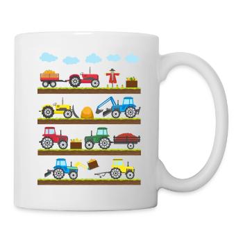 Tracteurs tracteurs tracteurs tracteurs - Mug blanc - blanc - Droite
