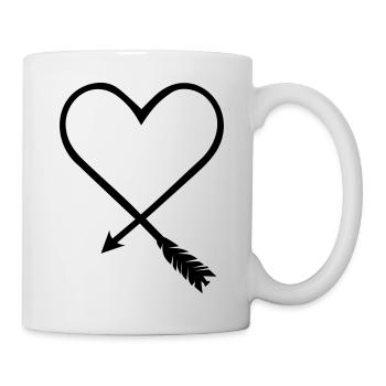 Coeur symbole ligne de flèche - Mug blanc - blanc - Droite
