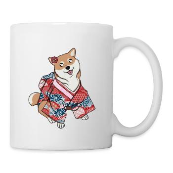 Kawaii Shiba with red kimono - Mug - white - Right