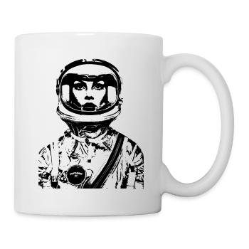 ASTRONAUTIN ASTRONAUT FRAU FRAUENPOWER STENCIL - Tasse - Weiß - Rechts