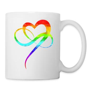 Homo love CSD rainbow heart polygamy IDAHOBIT - Mug - white - Right