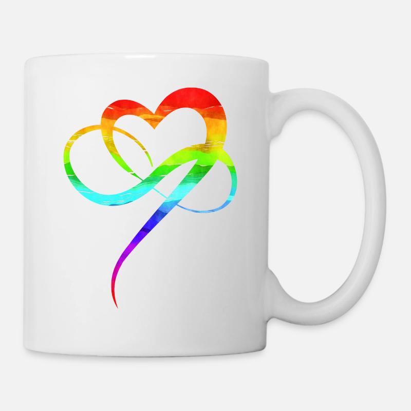 Homo Liebe CSD Regenbogen Herz Polygamie IDAHOBIT - Tasse - Weiß