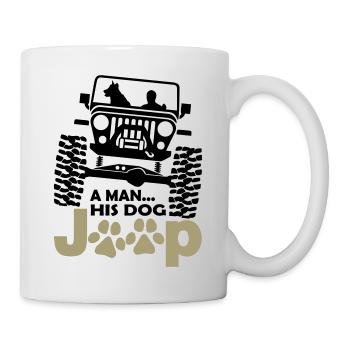 A Man His Dog Jeep Shirt Gift - Tasse - Weiß - Rechts