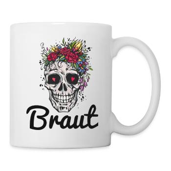 Braut JGA Frauen Totenkopf Tattoo Böse Cool Outfit - Tasse - Weiß - Rechts