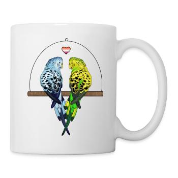 Pride Month | Wellensittich Paar auf Schaukel - Tasse - Weiß - Rechts
