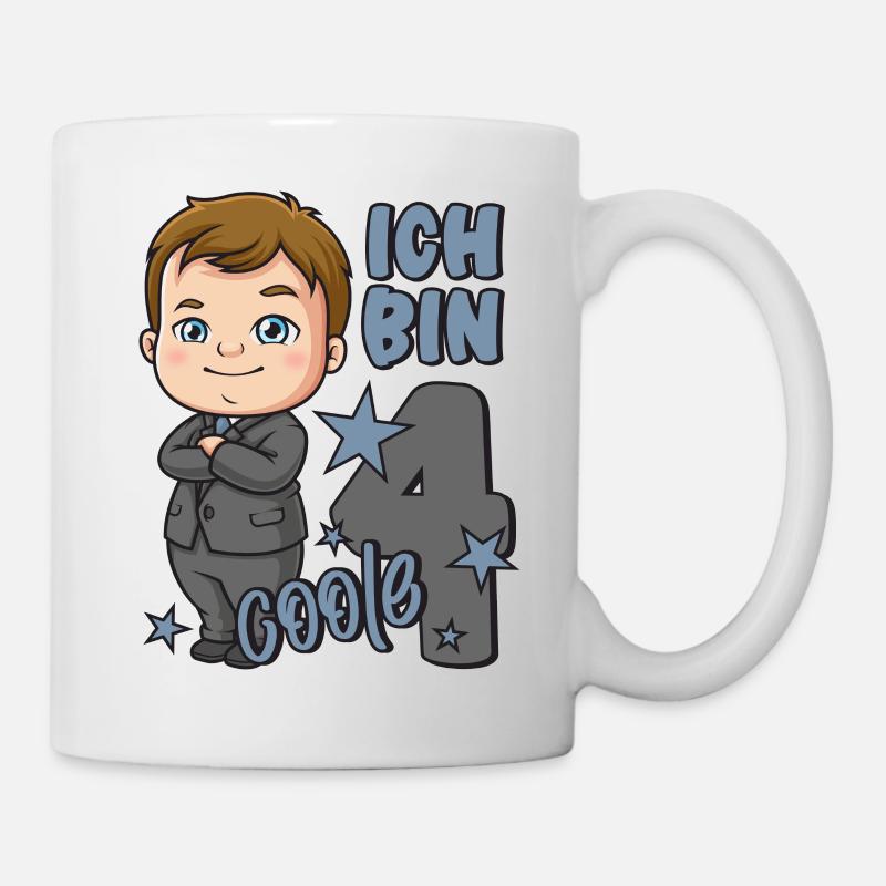 4. Geburtstag Junge 4 Jahre Jungs Ich bin coole 4 - Tasse - Weiß