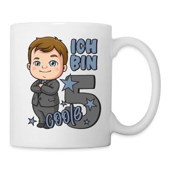 5. Geburtstag Junge 5 Jahre Jungs Ich bin coole 5 - Tasse - Weiß - Rechts
