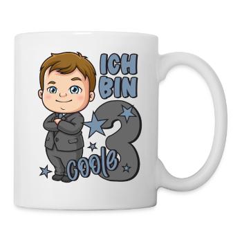 3. Geburtstag Junge 3 Jahre Jungs Ich bin coole 3 - Tasse - Weiß - Rechts