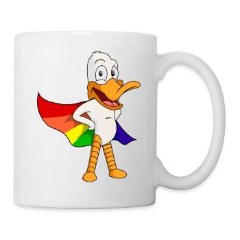superhero duck with rainbow cape - Mug - white - Right