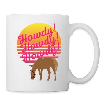 Howdy Classic Retro Sunset Horse Western Bonjour États-Unis - Mug blanc - blanc - Droite