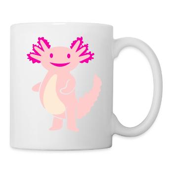 Knuffiger Axolotl (3c, Kawaii Schwanzlurch) - Tasse - Weiß - Rechts