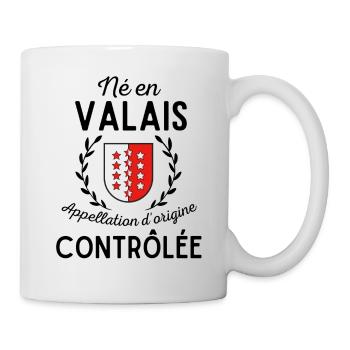 Né en Valais, appellation d'origine contrôlée. - Mug blanc - blanc - Droite