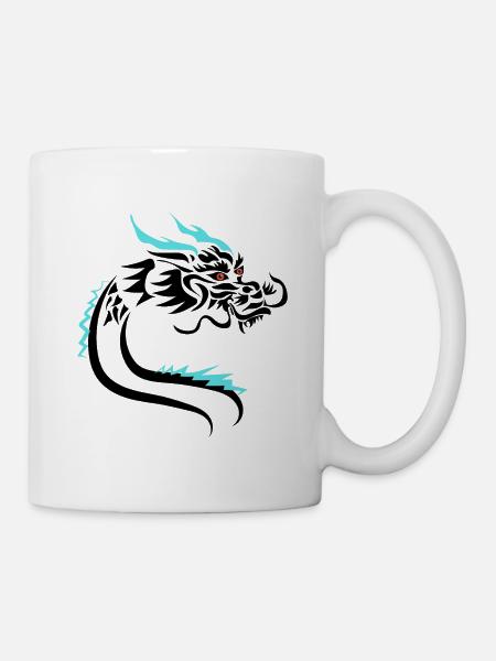 Drachen Tattoo Design - Tasse - Weiß