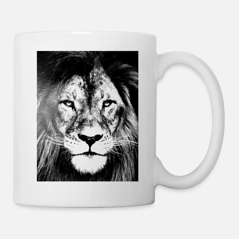 Löwe schwarz weiß Design - Tasse - Weiß