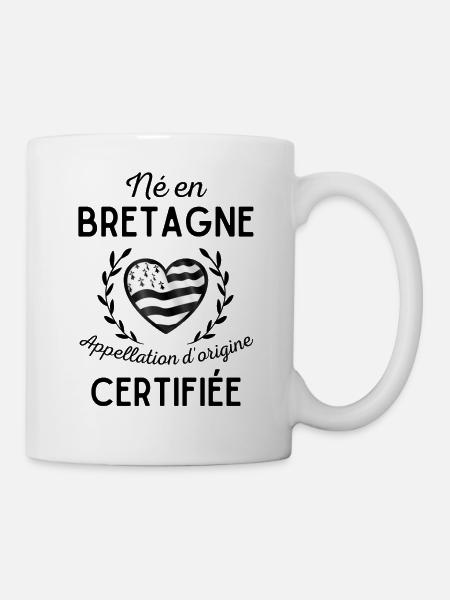 Né en Bretagne, cadeau humour homme breton - Mug blanc - blanc