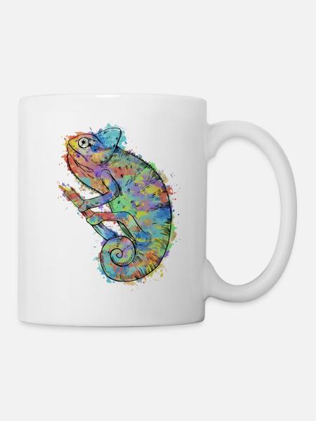 Chamäleon Chameleon Buntes Reptil - Tasse - Weiß
