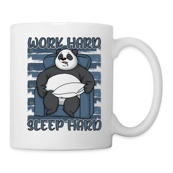 Panda hart arbeiten hart schlafen lustige Sprüche - Tasse - Weiß - Rechts