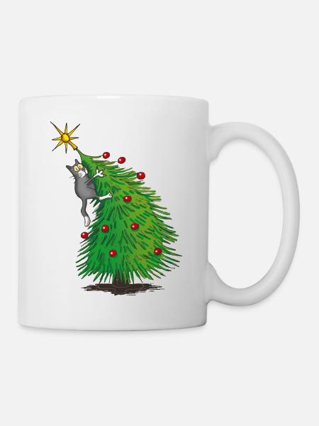 Chat sapin de Noël - Mug blanc - blanc