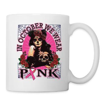 In October we wear pink breast cancer - Mug - white - Right