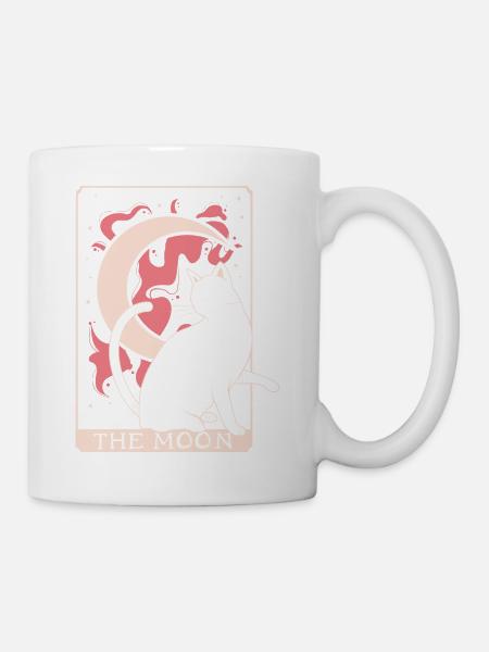 Gothic Wiccan Witch Black Cat And Moon Tarot - Tasse - Weiß