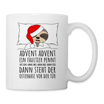 Advent Advent ein Faultier pennt lustige Sprüche - Tasse - Weiß - Rechts