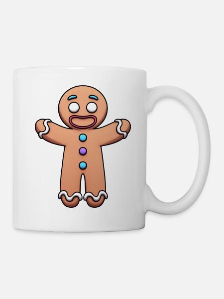 Happy Gingerbread Man Cartoon - Tasse - Weiß