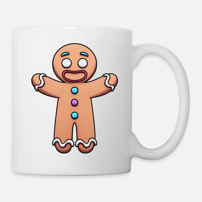 Happy Gingerbread Man Cartoon - Tasse - Weiß