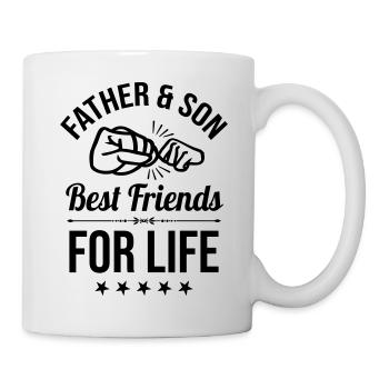 Vater und Sohn Faustcheck beste Freunde Faust Papa - Tasse - Weiß - Rechts