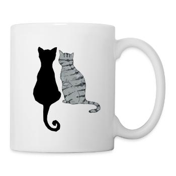 Schwarze und graue Katzen - Tasse - Weiß - Rechts