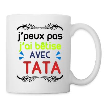 J'ai bêtise avec tata - Mug blanc - blanc - Droite